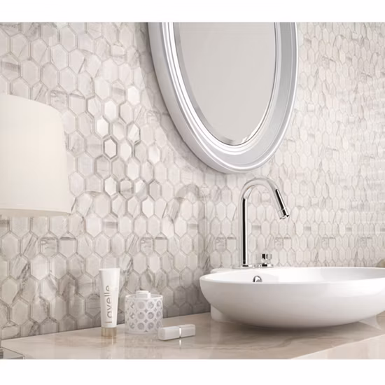 300*300mm Diamond Hexagon Shaped Glass Mosaic Bathroom Tiles