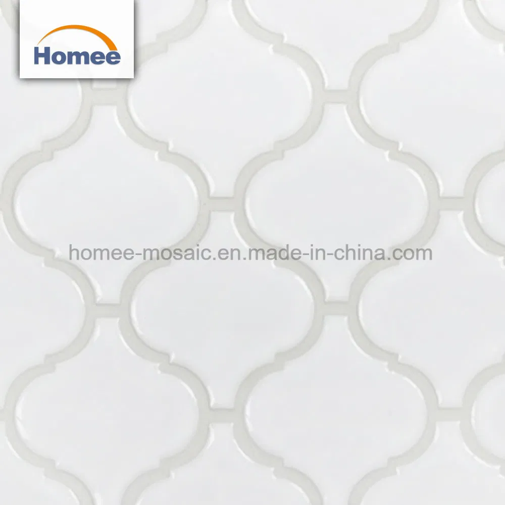 Azulejos brancos de superfície brilhante de porcelana com desconto Mosaico em forma de lanterna arabesco