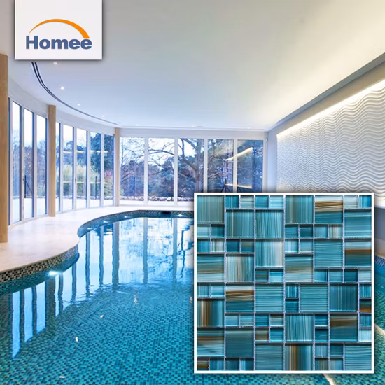 Crystal Hand Painted Swimming Pool Tile Glass Mosaic Navy Blue