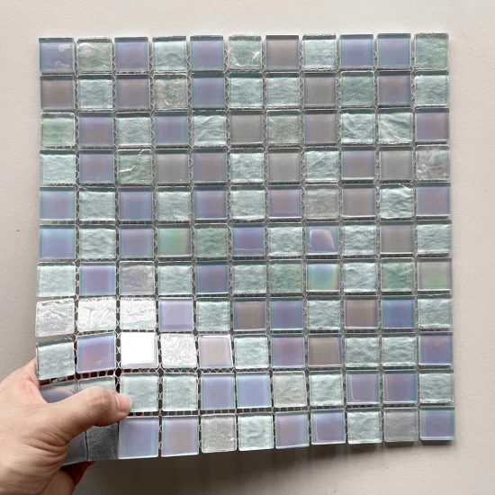 Novo Azulejo de Piscina de Cor Popular Azul Claro Iridescente Quadrado Azulejo de Mosaico Vitrificado