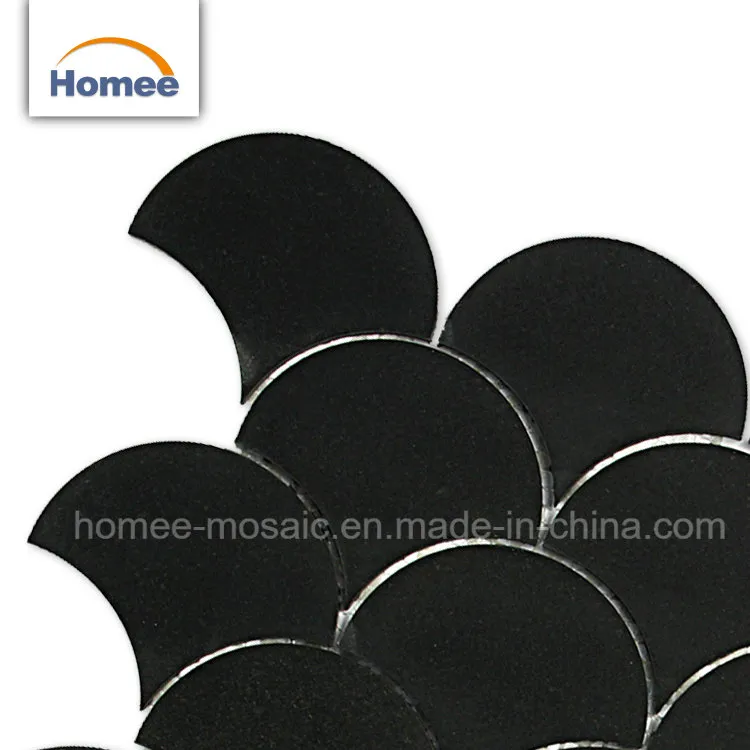 Azulejos de mosaico de mármore preto barato em forma de leque chinês