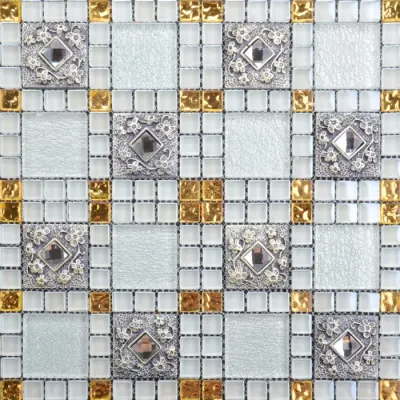 Mosaicos de folha de ouro Premium Mosaico de cristal colorido