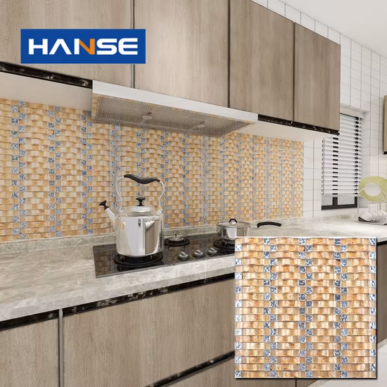 Azulejos de parede artísticos linha dourada mosaico de vidro de tira longa