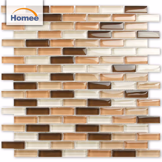 Fundo da parede da sala de estar vidro colorido de 1 polegada marrom mosaico