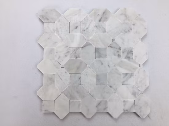 Mosaico de pedra personalizado em forma de hexágono azulejo de parede de mosaico dourado selecionado azulejo de parede